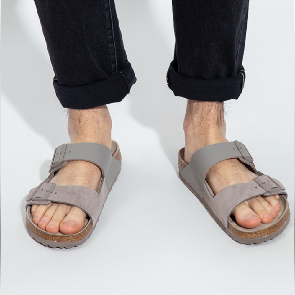BIRKENSTOCK ARIZONA SPlit sandal leather Suede Grey/ Taupe size 45